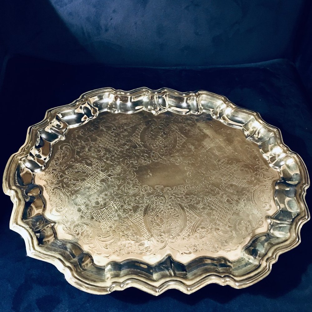 Vintage Antique Silver Serving Tray